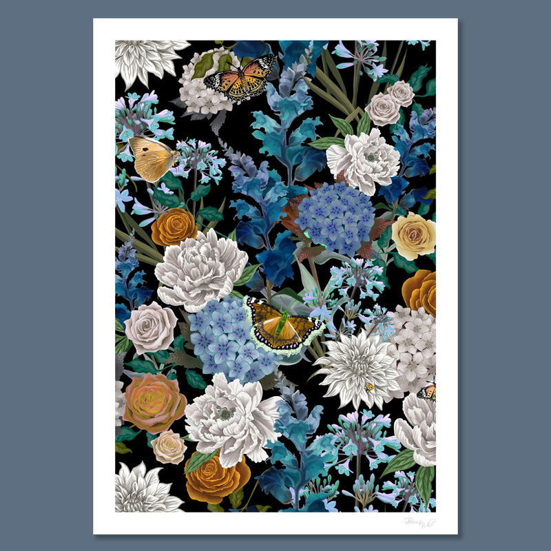 Flowerbed in Black | Art Print