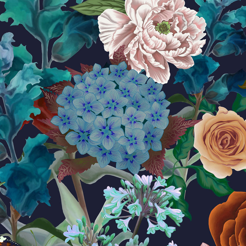 Flowerbed in Blue & Blush | Art Print