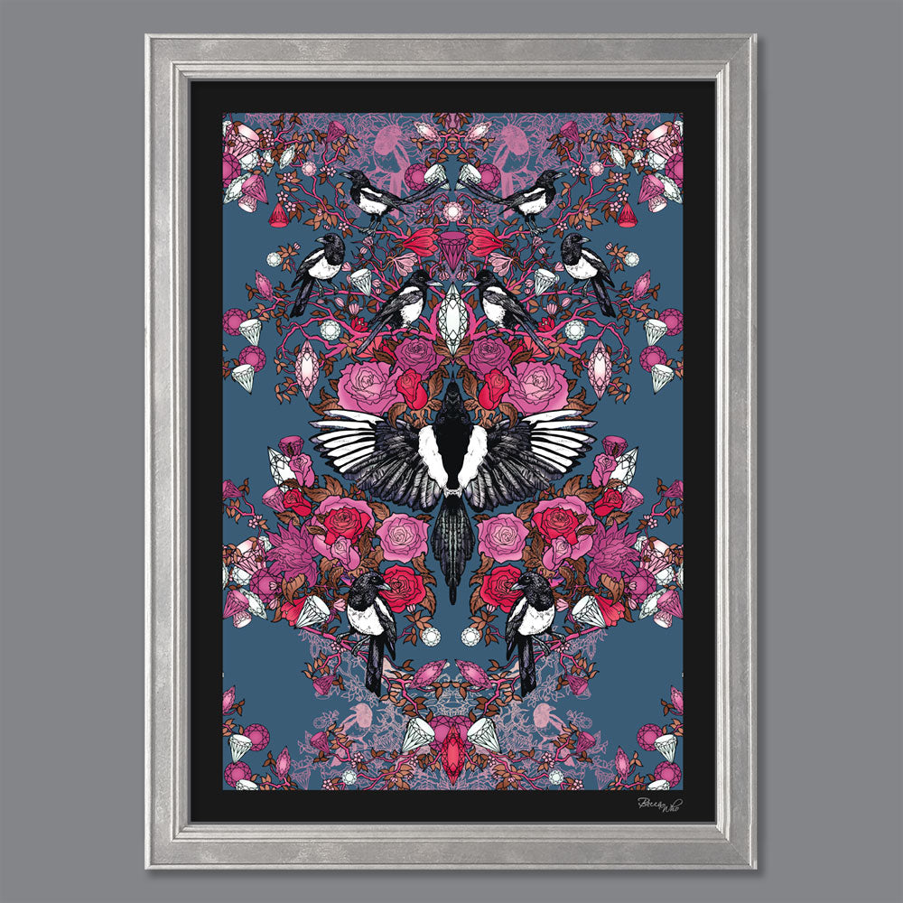 Magpie Love in Violet | Art Print