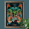 Madagascar Wall Art Print with Colourful Wildlife on Black by Designer Becca Who