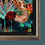 Madagascar Wall Art Print with Colourful Wildlife Artwork on Black by Designer Becca Who