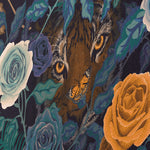 Becca Who Wall Art Canvas Dark Blue with Mustard Tiger and Floral