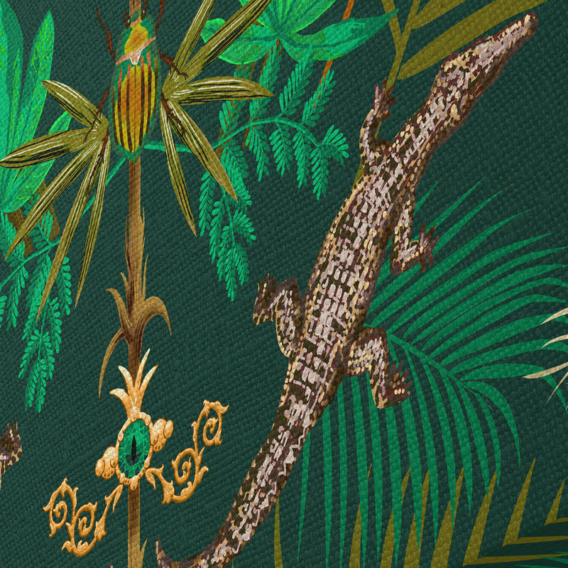 Becca Who Wall Art Canvas Print with Crocodiles in Green