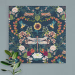 Becca Who Canvas Wall Art Print Dragonfly Home Decor on Navy Blue