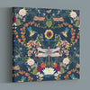 Becca Who Canvas Wall Art Print Dragonfly Floral on Navy Blue