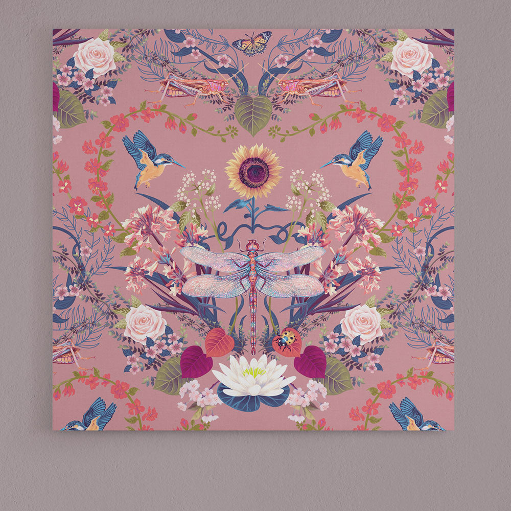 Becca Who Canvas Wall Art Print Dragonfly Floral Pink Decor Ideas