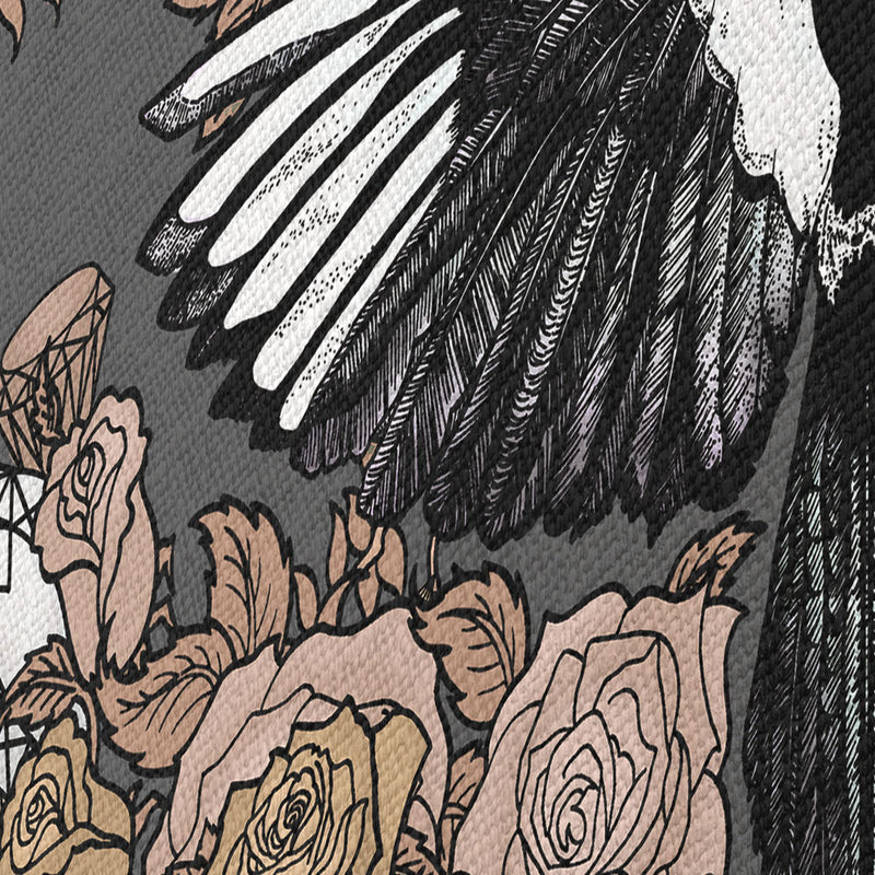Becca Who Canvas Wall Art Print Magpies Detail of Artwork