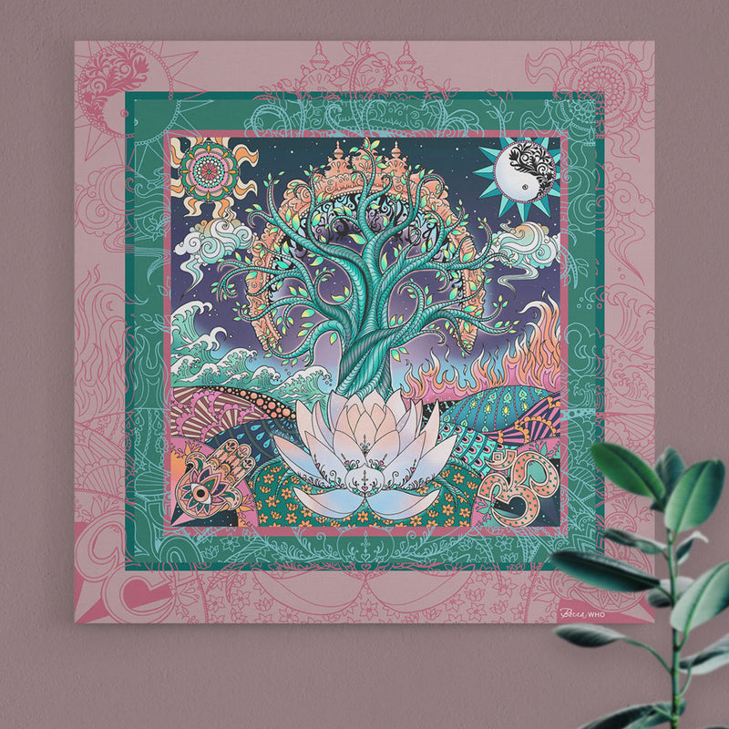 Becca Who Canvas Wall Art Print Tree Of Life Spiritual Art Decor on Pink