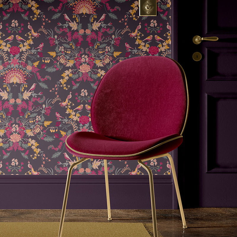 Aviana Wallpaper in Damson Purple by Becca Who