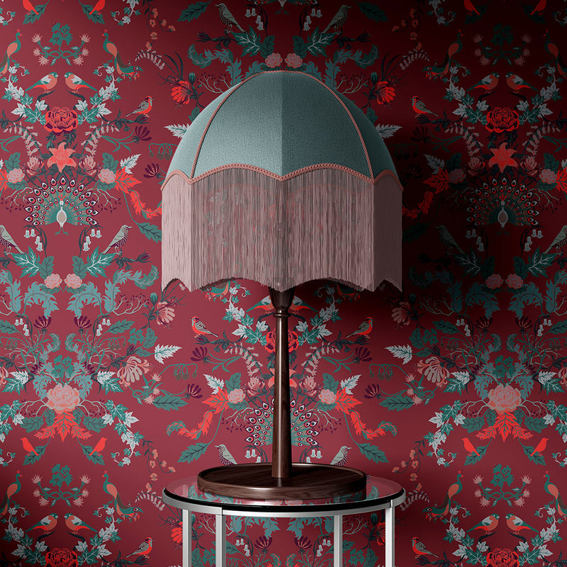 Aviana Luxury Patterned Wallpaper in Ruby Red by Becca Who