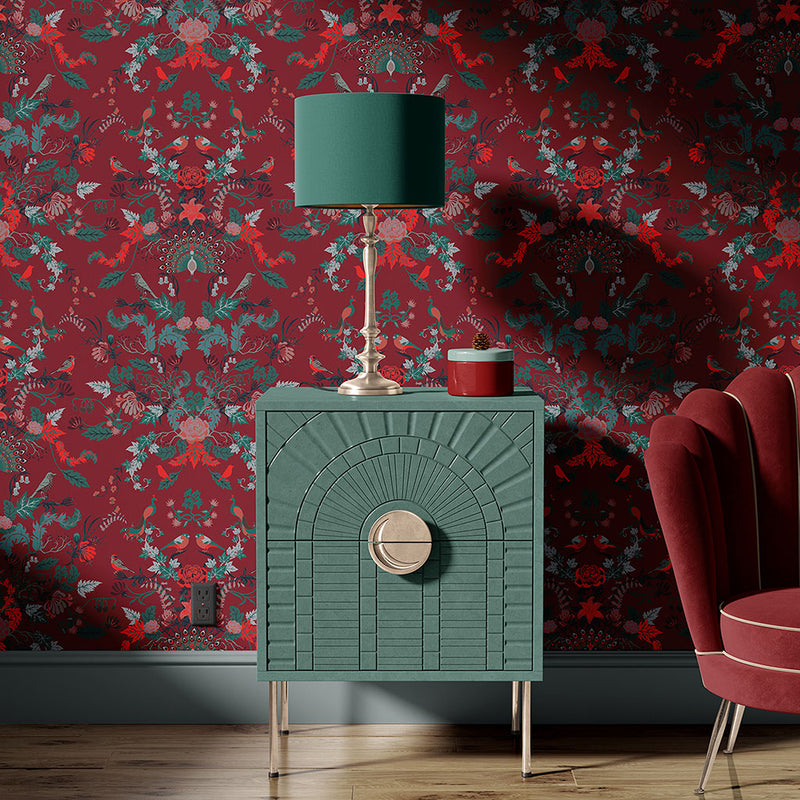 Aviana Wallpaper in Ruby Red by Becca Who