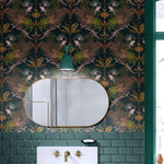 Bold Patterned Wallpaper Crocodilia in Rainforest Green by Becca Who