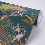 Rainforest Green Bold Patterned Wallpaper Crocodilia by Becca Who