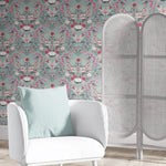 Powder Blue Country Floral Wallpaper Garden Treasures design by Becca Who