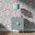 Garden Treasures  Country Floral Wallpaper in Powder Blue by Designer, Becca Who