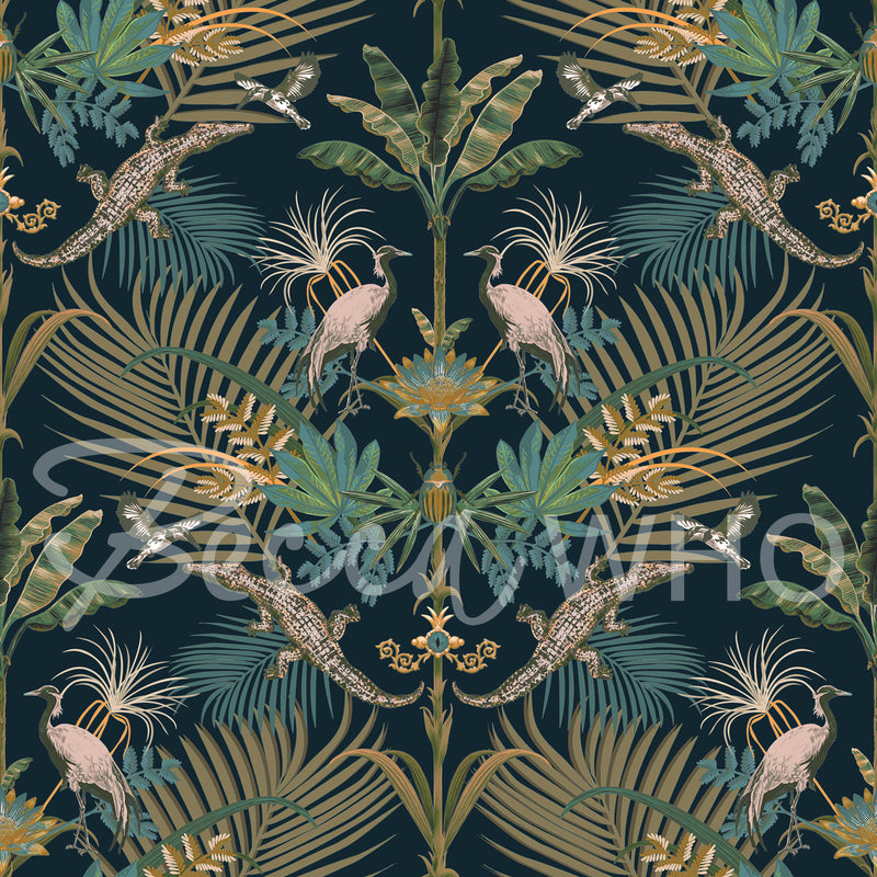 Crocodilia in Moonlit | Wallpaper Sample