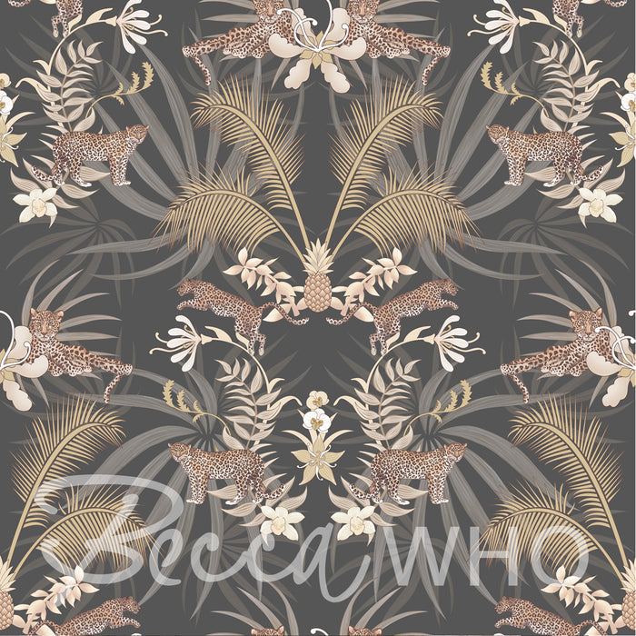 Leopard Luxe in Charcoal | Wallpaper Sample