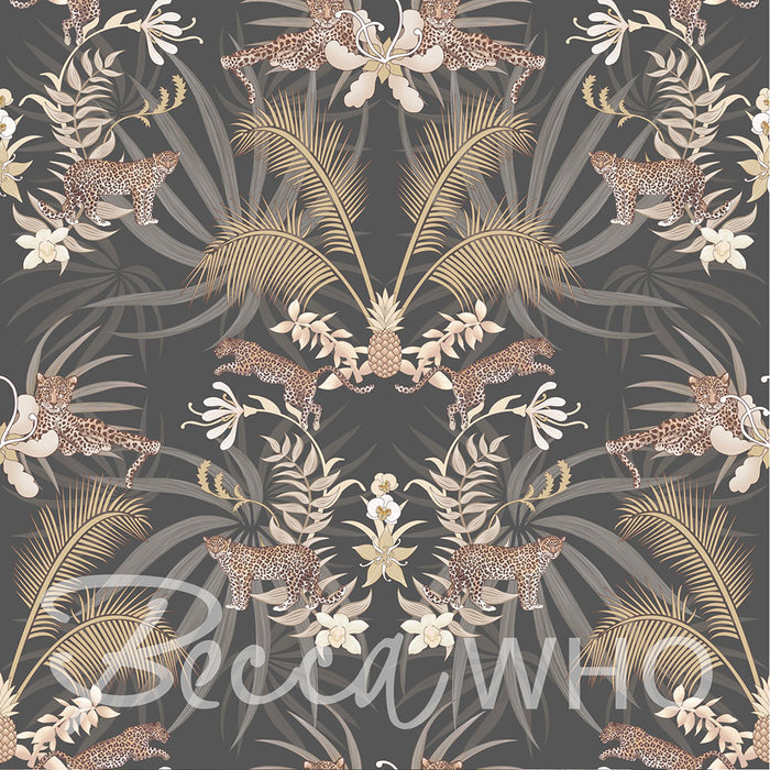 Luxury Designer Wallpaper | Leopard Luxe in Charcoal – Becca Who