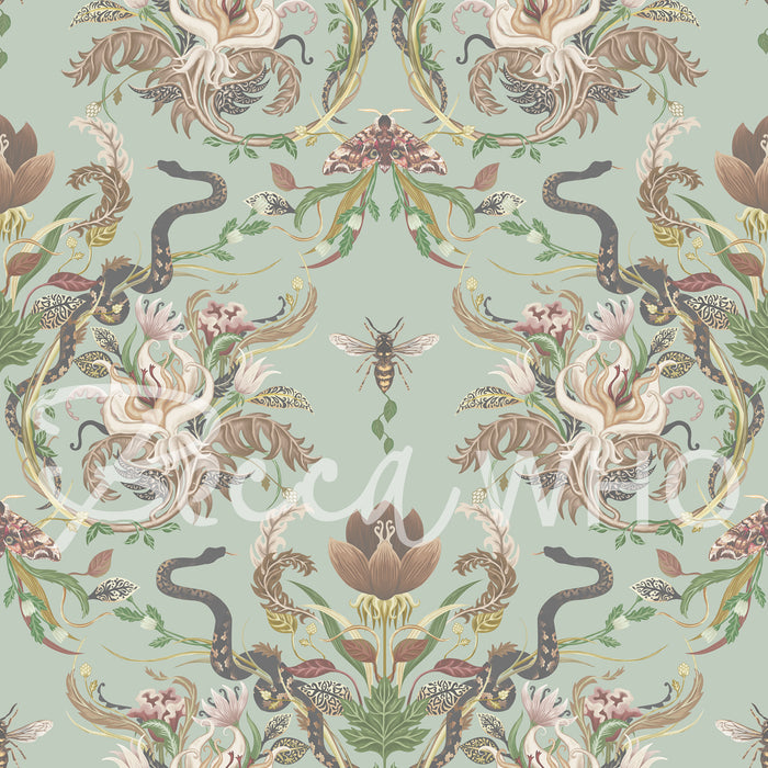 Serpentwined in Pale Moss | Wallpaper Sample