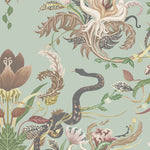 Serpentwined in Pale Moss Green | Luxury Designer Wallpaper