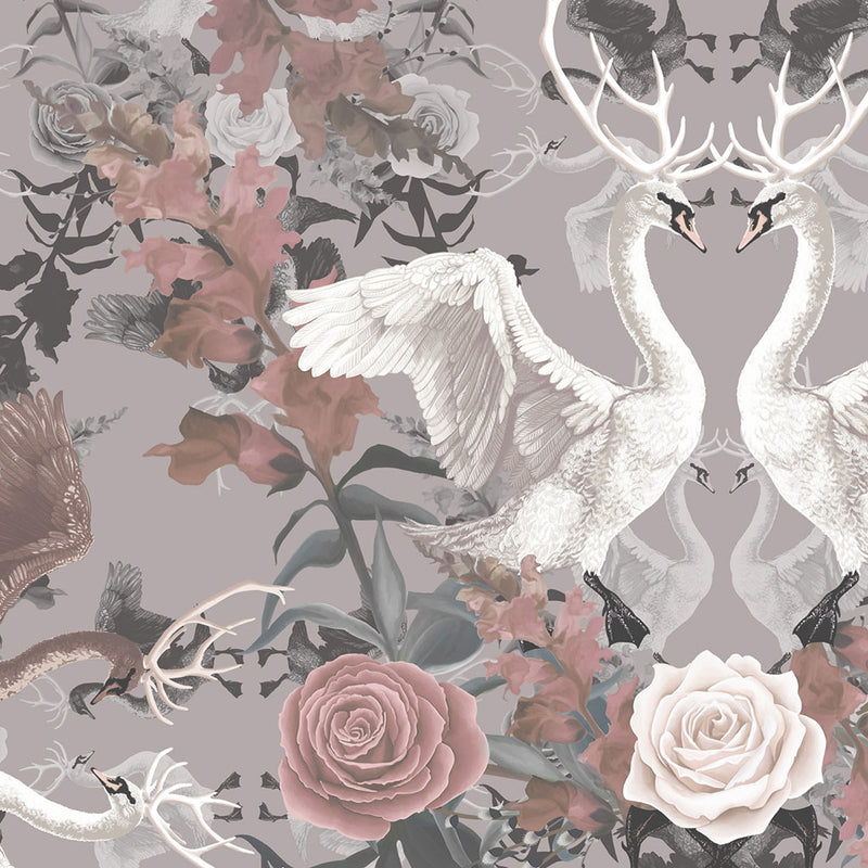 Swan Song in Ballerina Pink | Luxury Designer Wallpaper