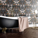 Dark Floral with Swans on Luxury  Wallpaper by Designer Becca Who