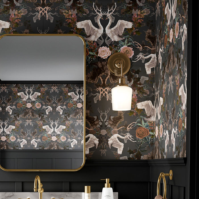 Luxury Designer Wallpaper Swan Song Dark Floral by Becca Who