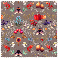 Becca Who Velvet Fabric Design Bee Dance in Taupe