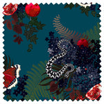 Forbidden Fruit in Azure Blue | Velvet Fabric Sample