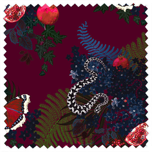 Forbidden Fruit in Crimson | Velvet Fabric Sample