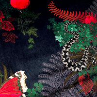 Forbidden Fruit in Midnight Blue | Snakes Design Velvet Fabric