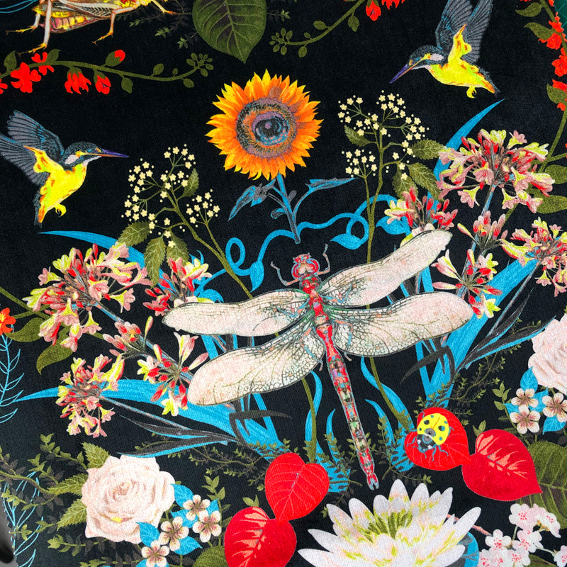 Garden Treasures in Jet | Velvet Fabric Sample