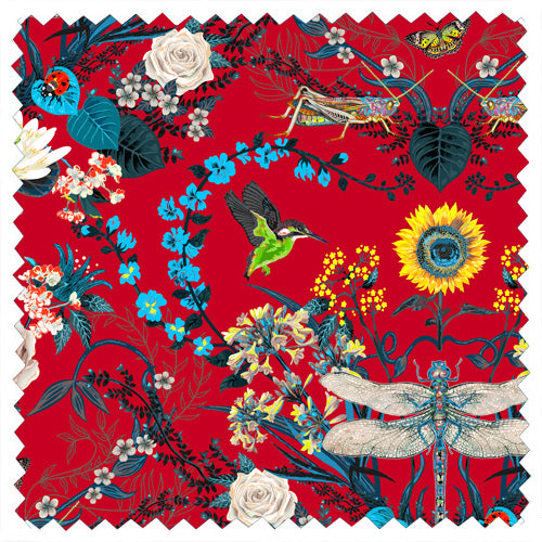 Garden Treasures in Scarlet | Velvet Fabric Sample