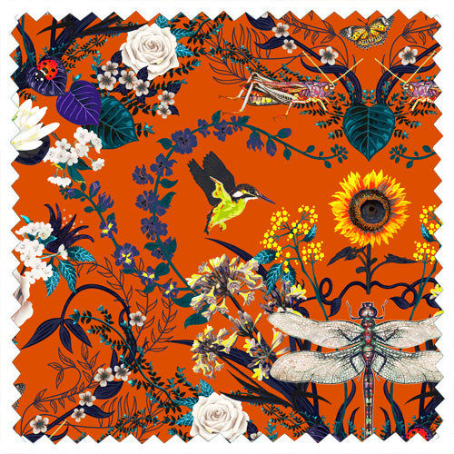Garden Treasures in Squash Orange | Velvet Fabric Sample