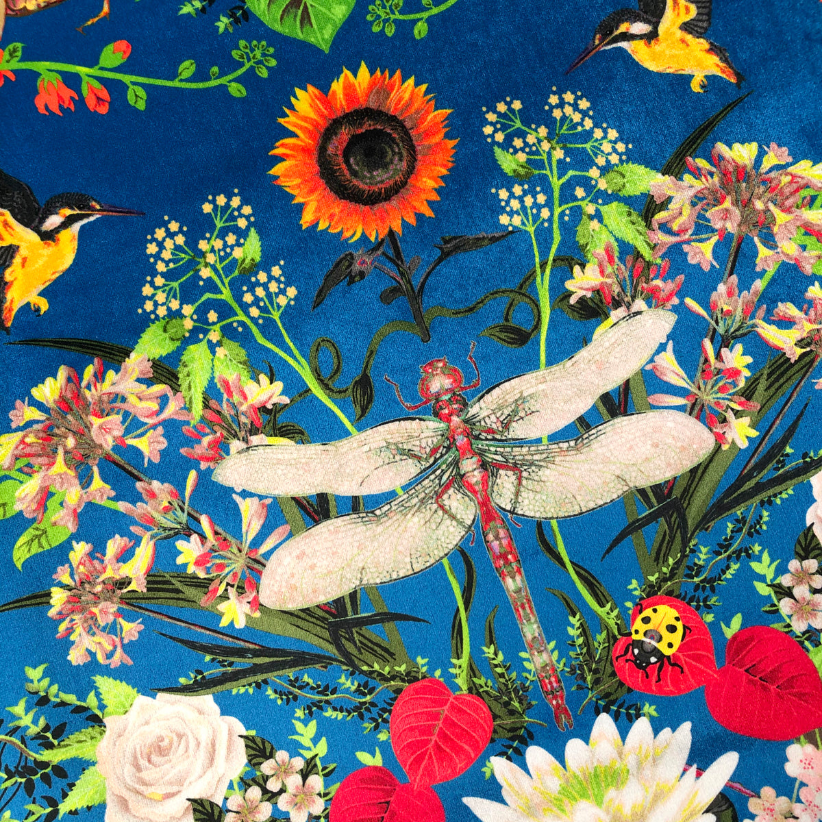Garden Treasures in Topaz Blue | Velvet Fabric Sample