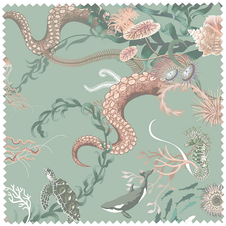 Ocean Treasures in Coastal | Velvet Fabric