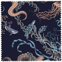 Ocean Treasures in Deepwater | Velvet Fabric Sample