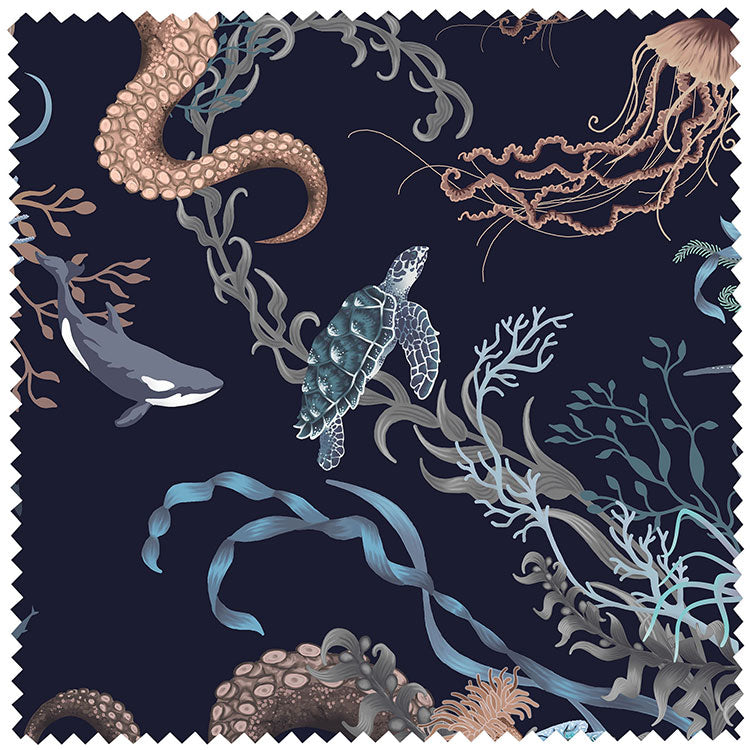 Ocean Treasures in Deepwater | Velvet Fabric Sample