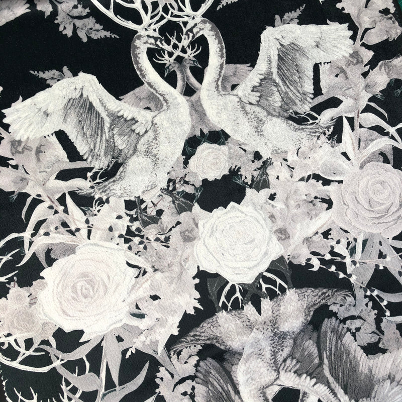 Swan Song in Black Swan | Velvet Fabric Sample