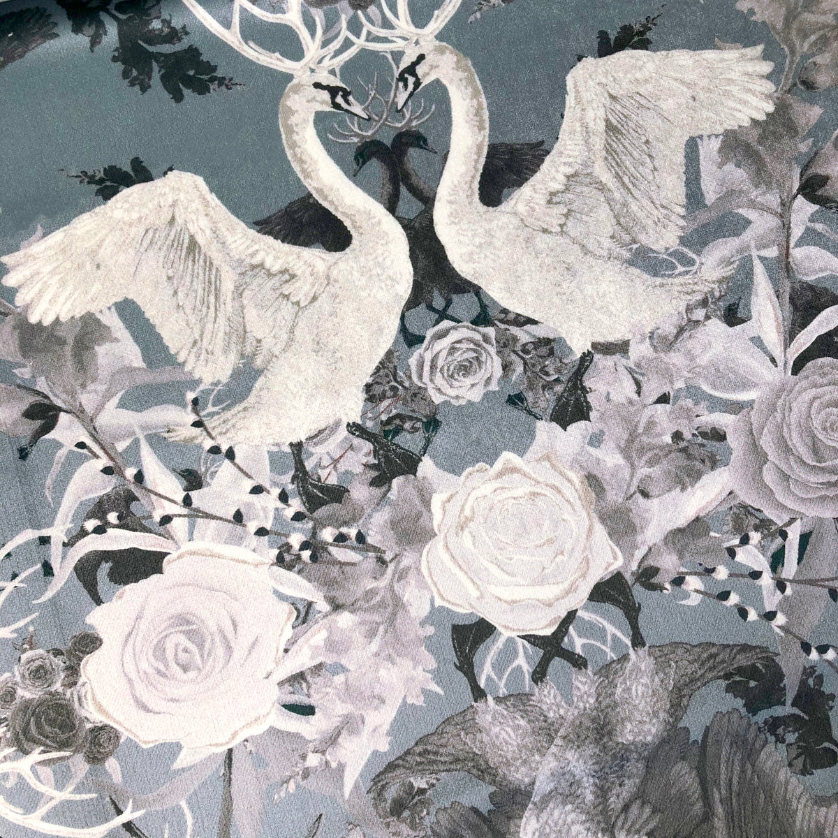 Swan Song - Tranquility Blue Grey | Luxury Velvet Fabric