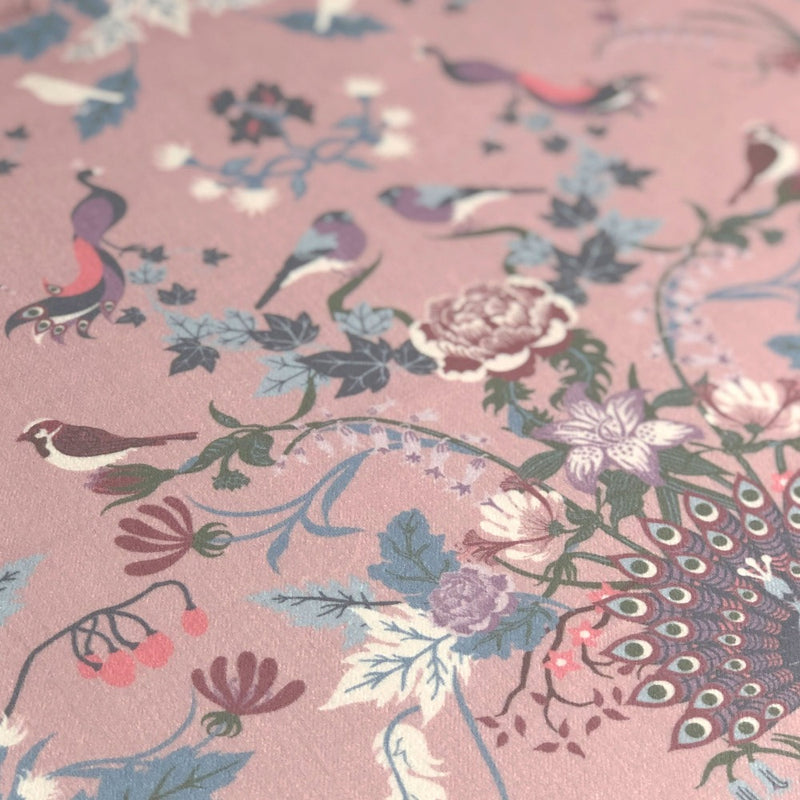Pink Floral Patterned Velvet Upholstery Material