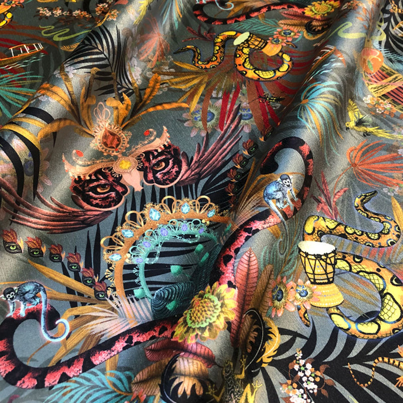 Amazon Trip in Jade  | Green Velvet Fabric Sample