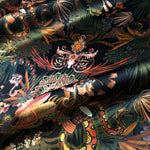 Amazon Trip in Jet | Black Jungle Print Velvet Fabric