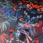 Amazon Trip in Midnight | Blue Jungle Print Velvet Fabric