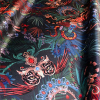 Amazon Trip in Midnight Blue | Jungle Print Velvet Fabric