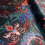 Amazon Trip in Midnight | Blue Jungle Print Velvet Fabric
