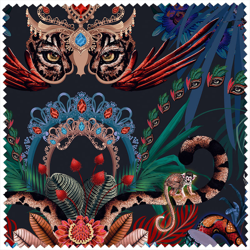 Amazon Trip in Midnight | Blue Velvet Fabric Sample