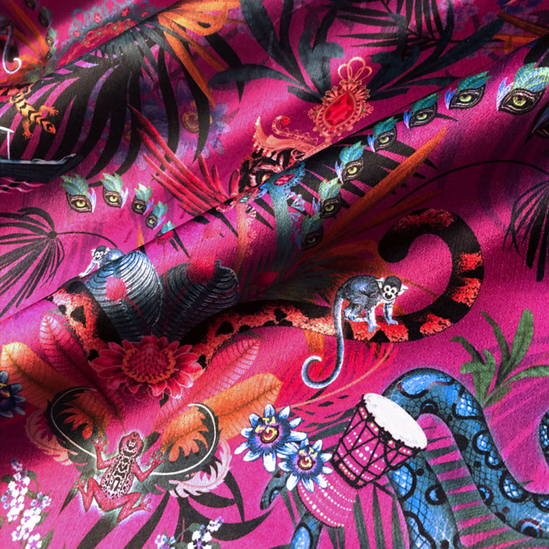 Amazon Trip in Violet | Jungle Print Velvet Fabric
