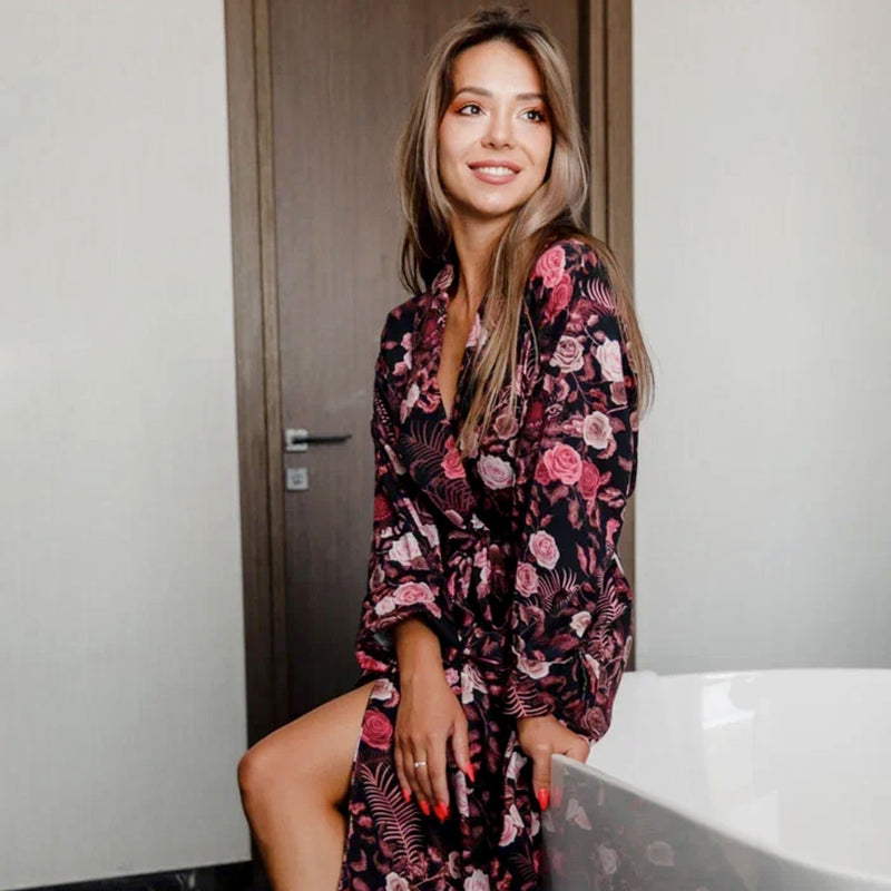 Becca Who Fabric Designer Pink & Black Luxury Spa Dressing Gown