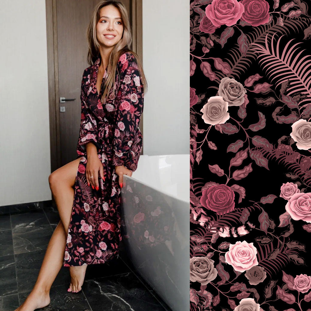 Becca Who Fabric Designer Pink & Black Luxury Lightweight Dressing Gown